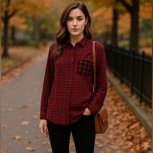 Madewell Red Plaid Button Down Shirt